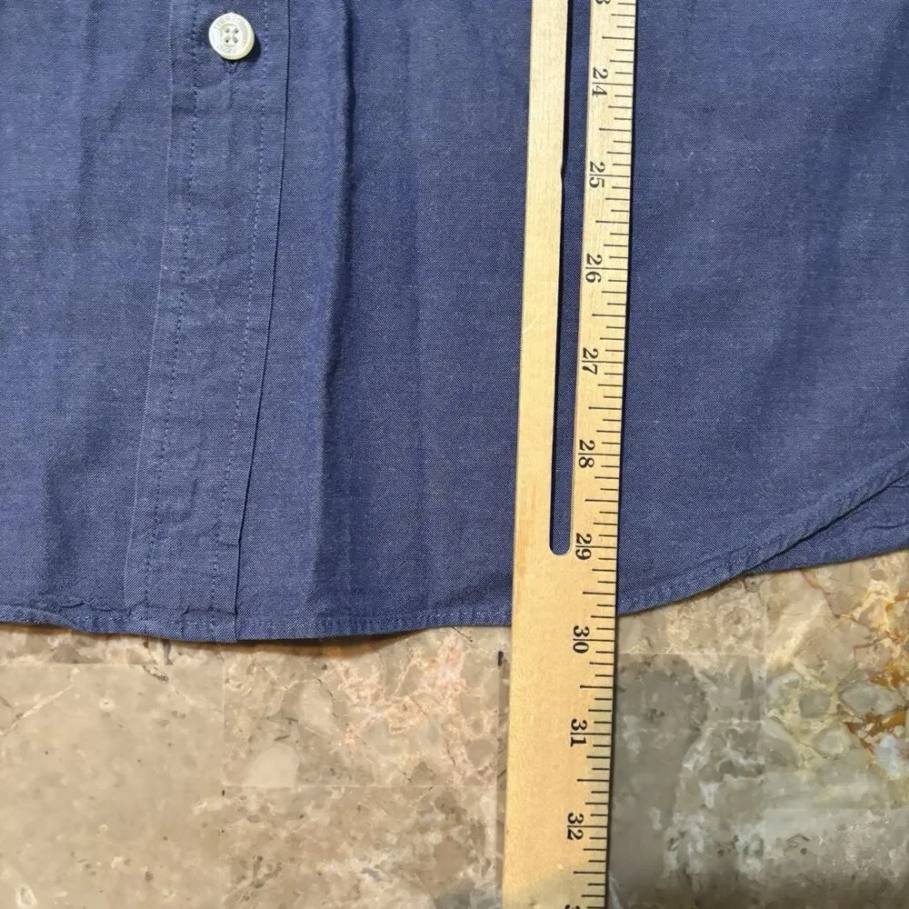 J Crew Shirt Mens Large Blue Sunwashed Oxford Woven Long Sleeve Button OCBD